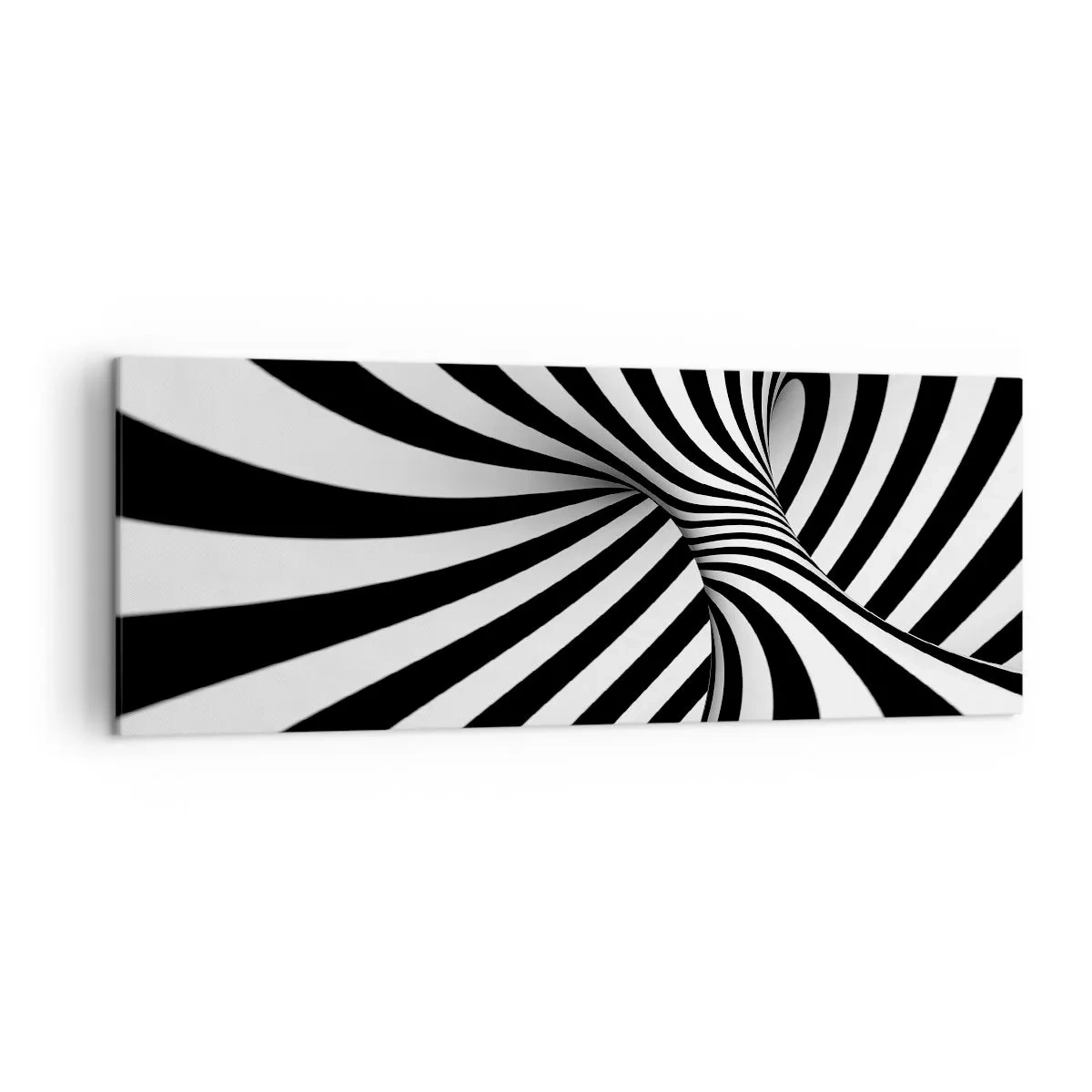 Impression sur toile - Image sur toile - Tunnel abstrait avec des rayures en spirale noires et blanches - 140x50cm - Composition : espace de danse - Décoration murale moderne pour le salon et la chambre ARTTOR