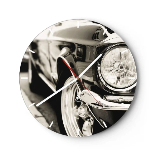 Horloge murale - Pendule murale - Gros plan du phare d'une voiture classique - 30x30cm - Brillance permanente - Décoration murale moderne pour le salon, la cuisine et la chambre ARTTOR