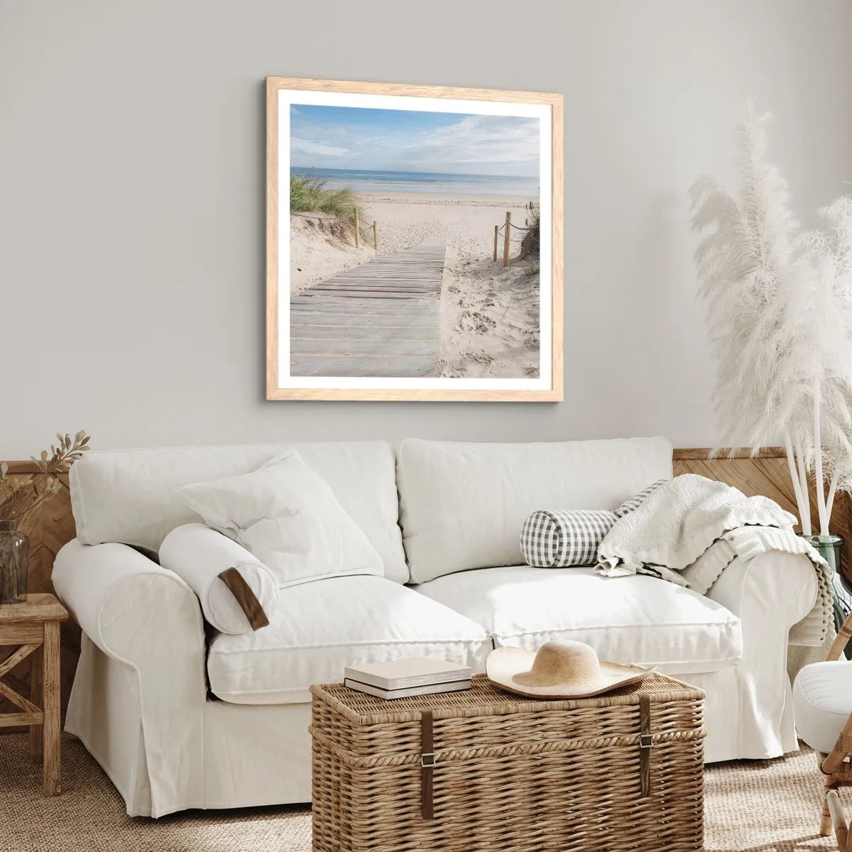 Affiche dans un chêne clair - Poster - A l'horizon - 40x40 cm