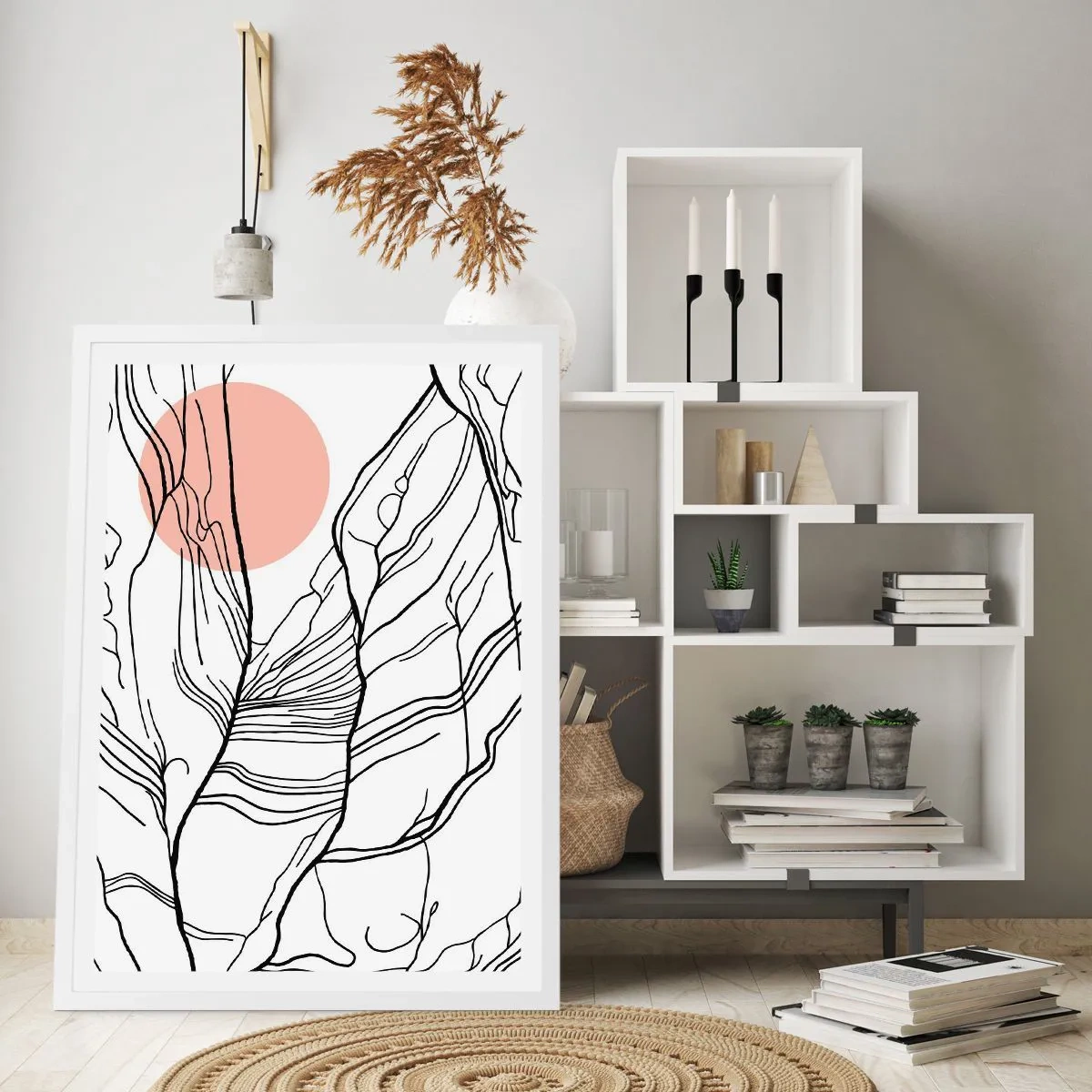 Affiche dans un cadre blanc - Poster - Dans un réseau de brindilles - 30x40 cm