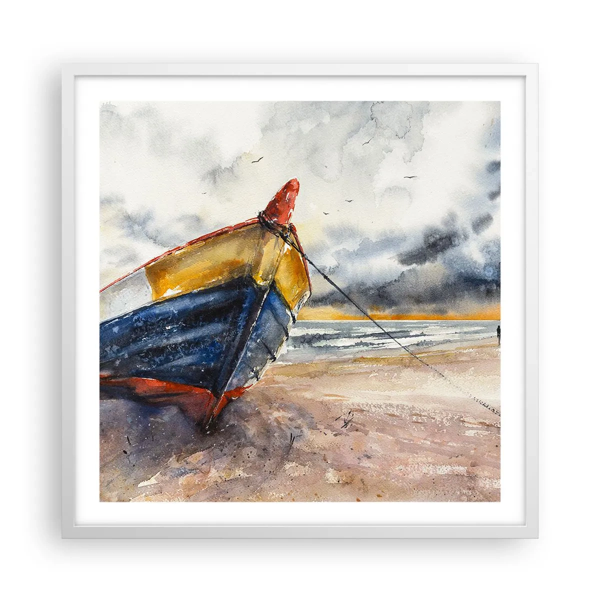 Affiche dans un cadre blanc - Poster - Repos sur le rivage - 60x60 cm