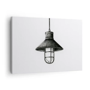 Impression sur toile - Image sur toile - Dessin d'une lampe suspendue rétro sur fond blanc - 70x50cm - Comme il y a des années… - Décoration murale moderne pour le salon et la chambre ARTTOR