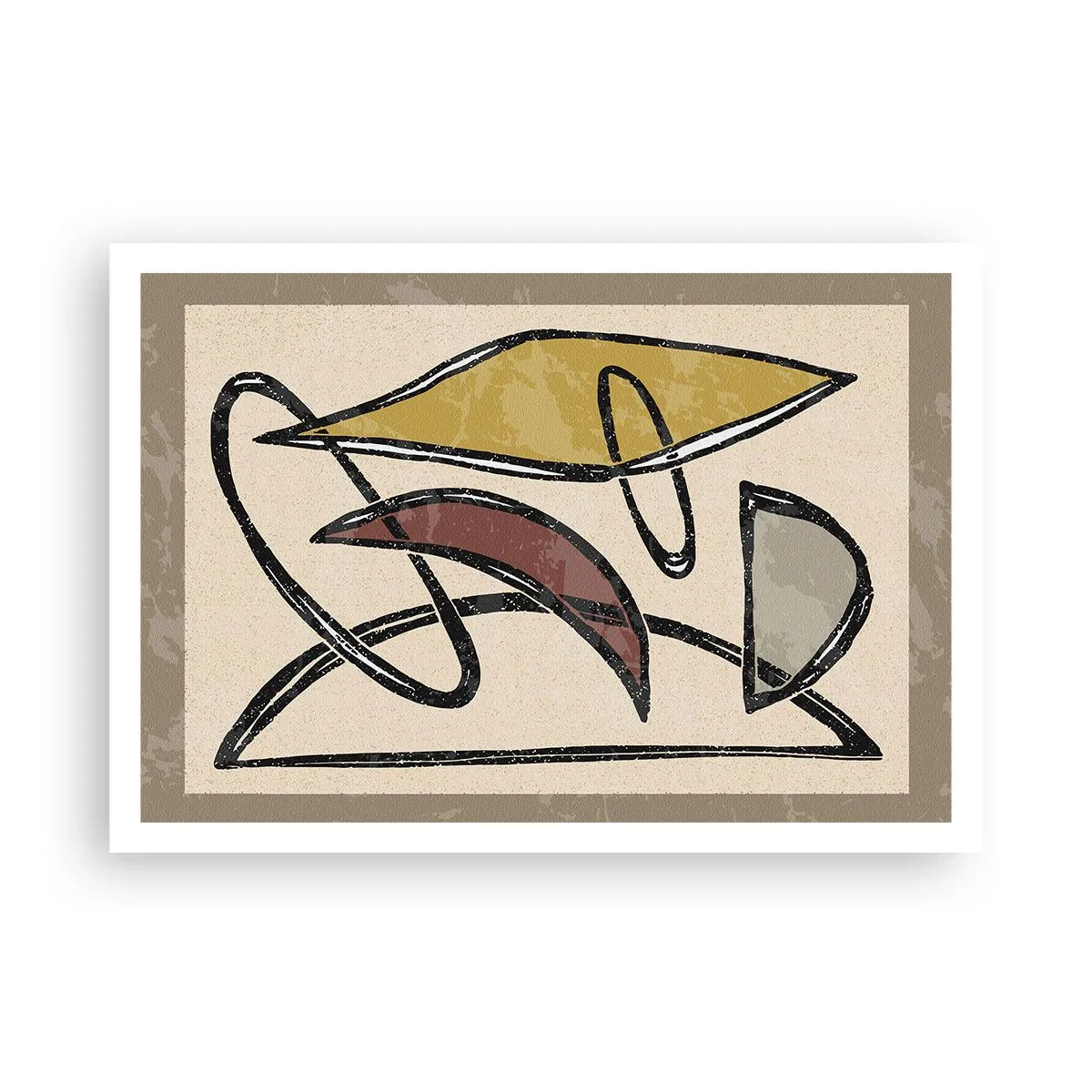 Affiche - Poster - Abstraction avec des formes géométriques et des couleurs sobres - 100x70cm - Verticales et horizontales - Décoration murale moderne pour le salon et la chambre ARTTOR