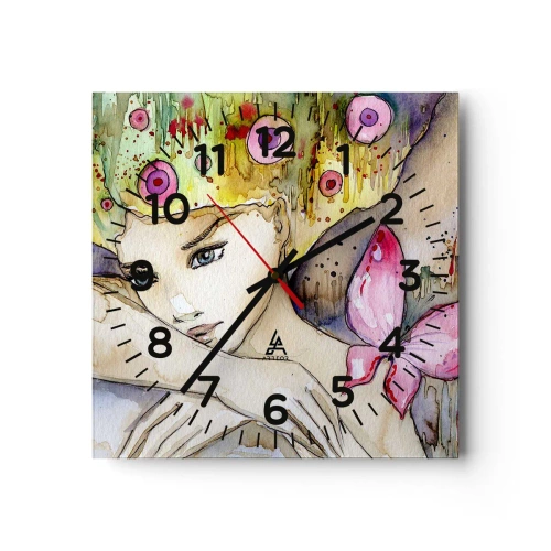 Horloge murale - Pendule murale - La princesse papillon - 40x40 cm