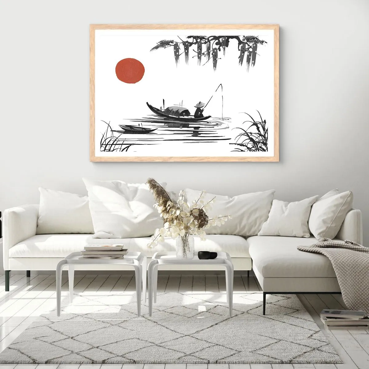 Affiche dans un chêne clair - Poster - Après-midi asiatique - 100x70 cm