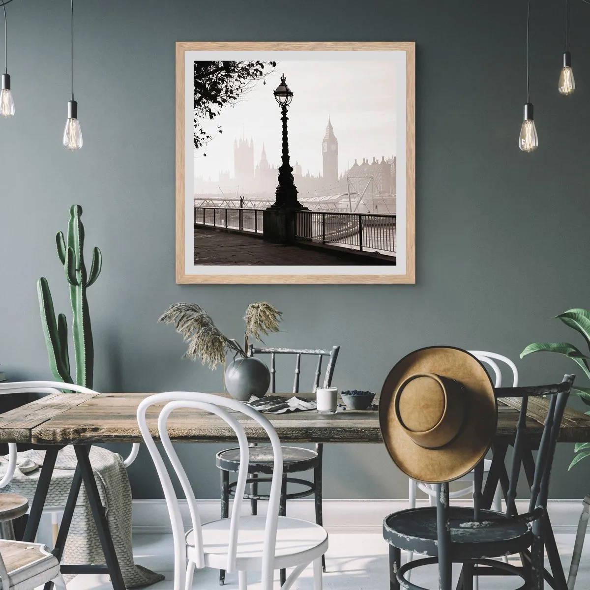 Affiche dans un chêne clair - Poster - Un matin londonien - 50x50 cm