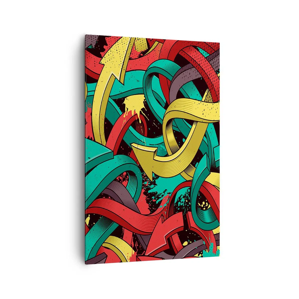 Impression sur toile - Image sur toile - Des flèches abstraites aux couleurs vives créant le chaos - 80x120cm - Quel chemin vers le but ? - Décoration murale moderne pour le salon et la chambre ARTTOR