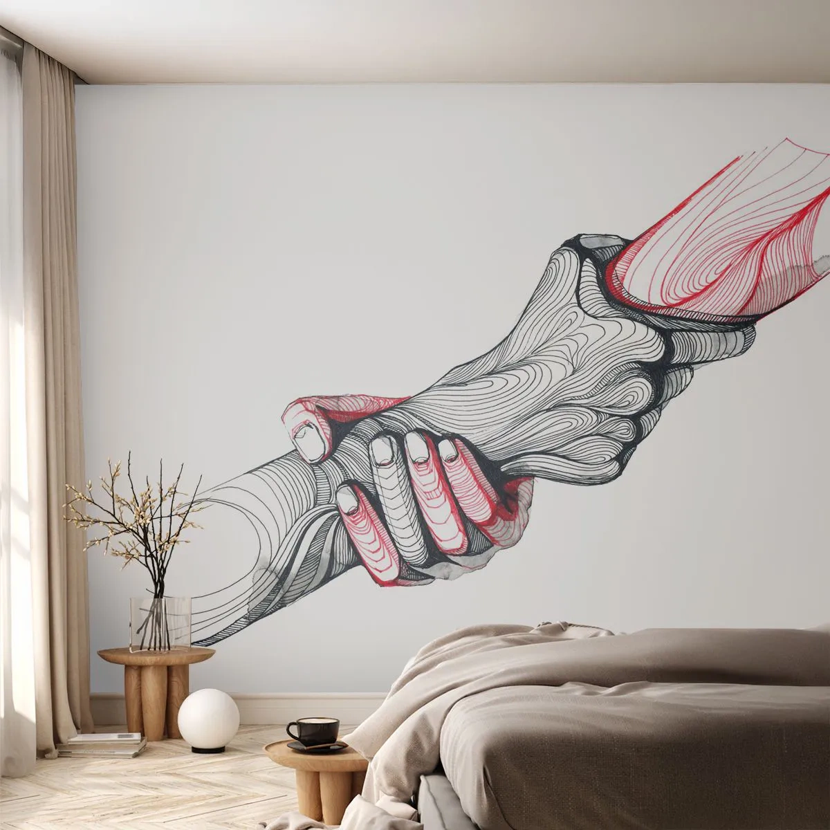 Papier Peint Photo Premium Sand - Vous êtes entre de bonnes mains - Abstraction, Personnes, Main - 500x350 cm