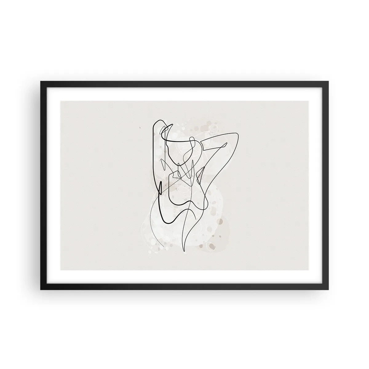 Affiche dans un cadre noir - Poster - Figure d'art linéaire abstraite sur fond clair - 70x50cm - L'art de la séduction - Décoration murale moderne pour le salon et la chambre ARTTOR