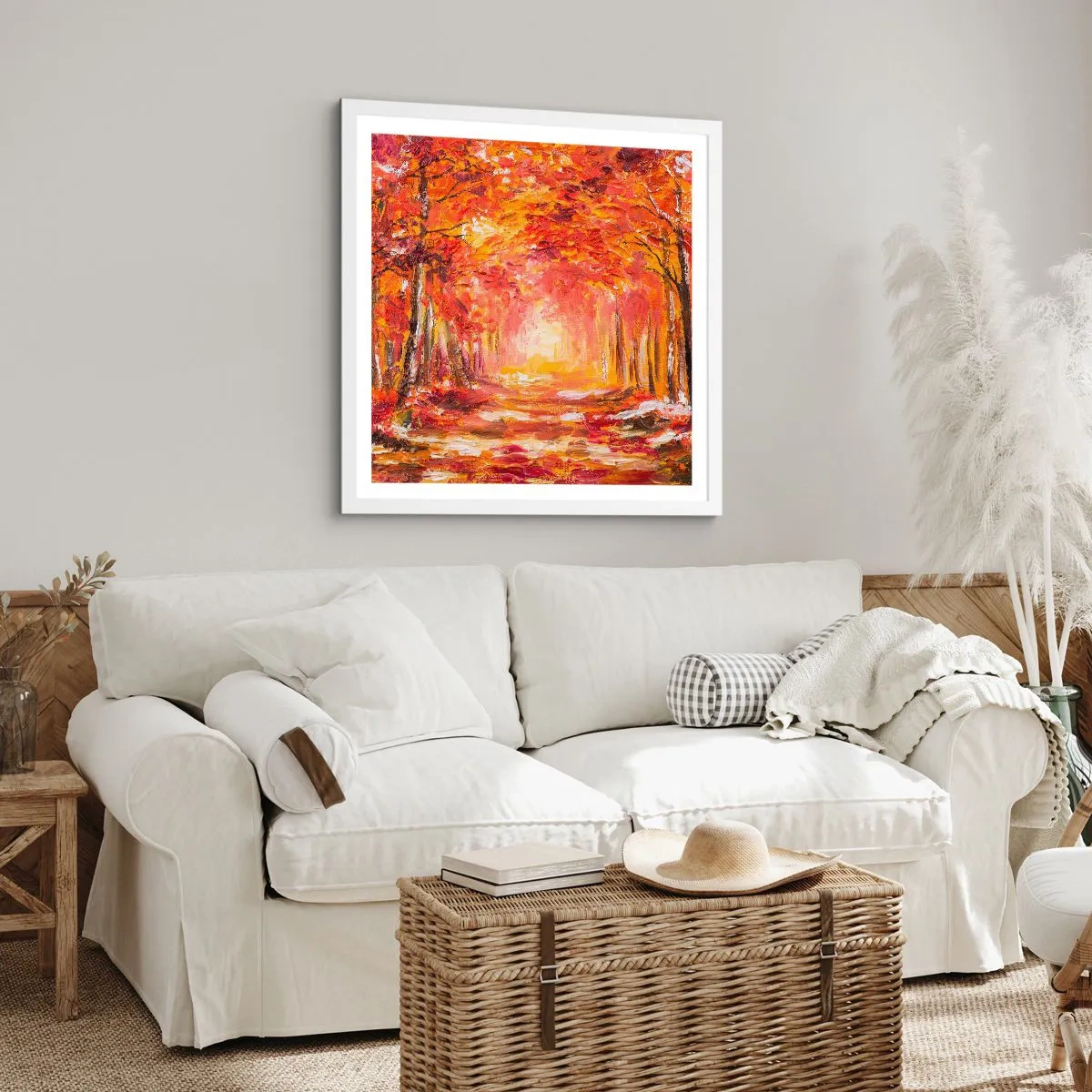 Affiche dans un cadre blanc - Poster - Forêt de cuivre - 60x60 cm