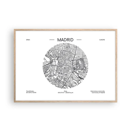Affiche dans un chêne clair - Poster - Anatomie de Madrid - 100x70 cm