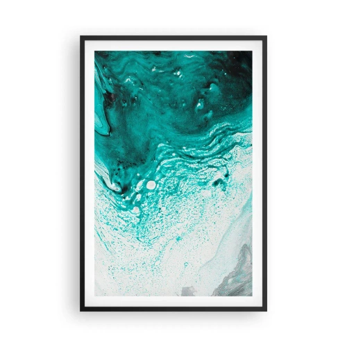 Affiche dans un cadre noir - Poster - Se fondre dans le bleu et le turquoise - 61x91 cm