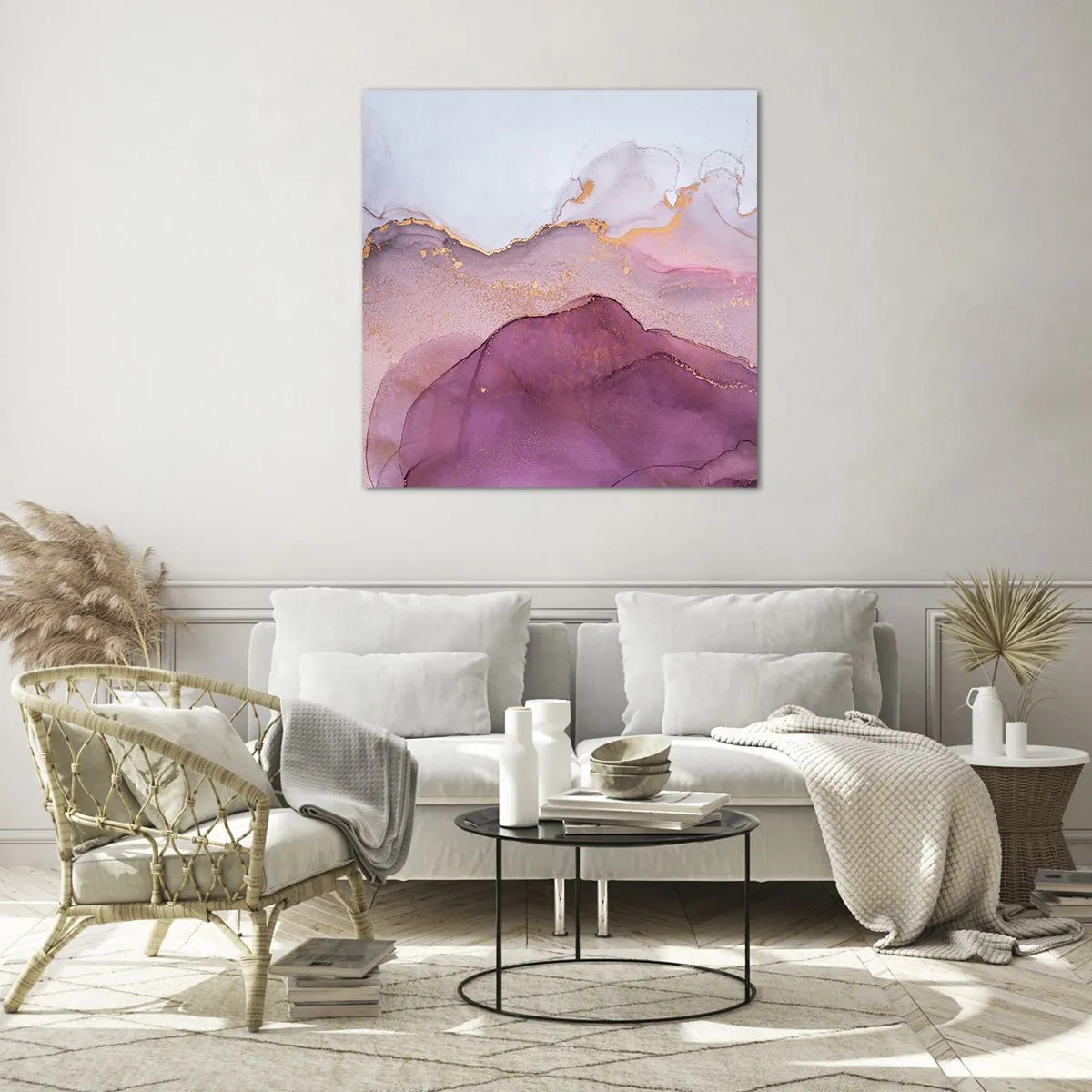 Impression sur verre - Image sur verre - Vagues lilas et violettes - 60x60 cm