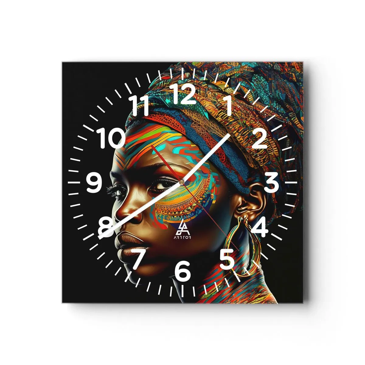 Horloge murale - Pendule murale - reine africaine - 40x40 cm
