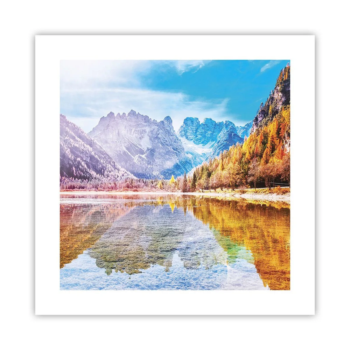 Affiche - Poster - C'est déjà le printemps à la montagne - 40x40 cm