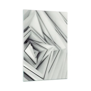 Impression sur verre - Image sur verre - Une composition abstraite de formes géométriques dans des tons de gris. - 70x100cm - Bourgeon d’angles vifs - Décoration murale moderne pour le salon et la chambre ARTTOR