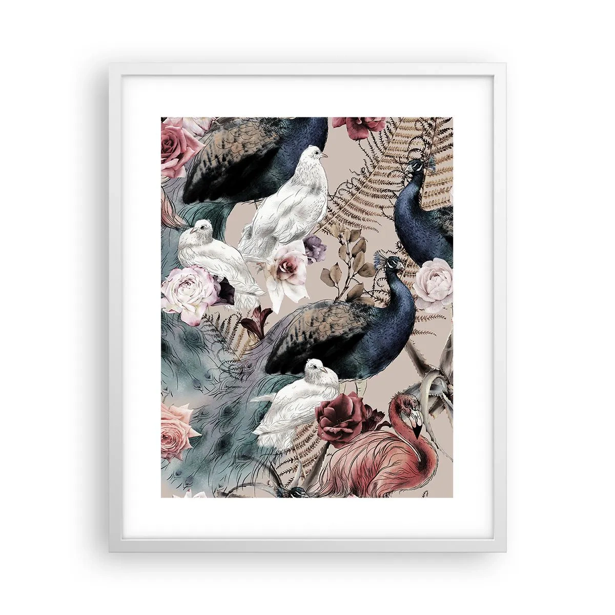 Affiche dans un cadre blanc - Poster - Dans un jardin de palace - 40x50 cm