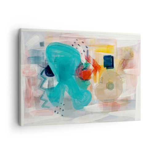 Impression sur toile - Image sur toile - Les formes et les couleurs abstraites créent une composition dynamique - 70x50cm - Jeu de couleurs - Décoration murale moderne pour le salon et la chambre ARTTOR