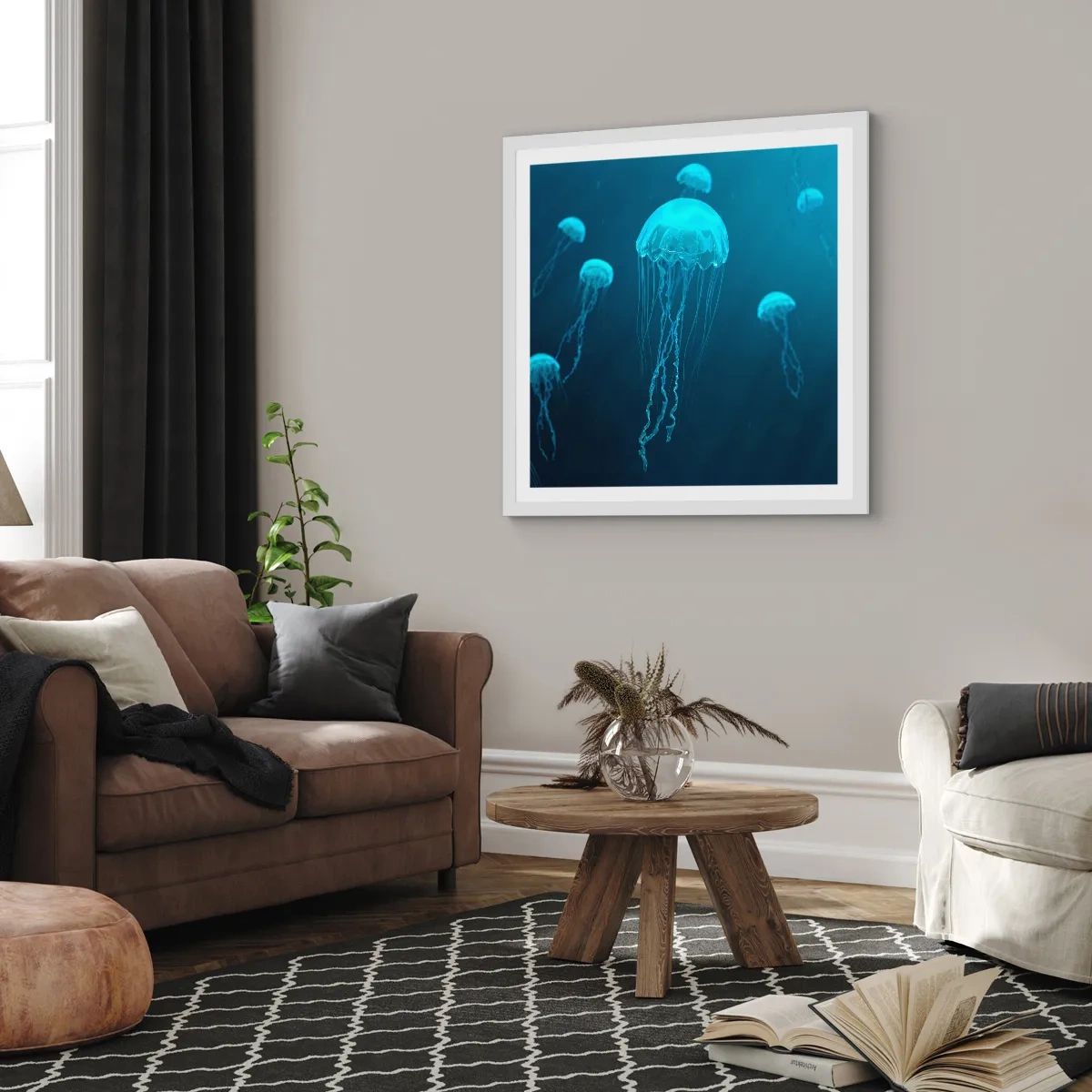 Affiche dans un cadre blanc - Poster - Danse océanique - 40x40 cm
