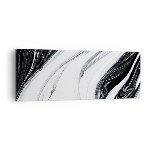 Impression sur toile - Image sur toile - Abstraction en noir et blanc avec des lignes et des tourbillons dynamiques - 140x50cm - Une combinaison d'opposés - Décoration murale moderne pour le salon et la chambre ARTTOR