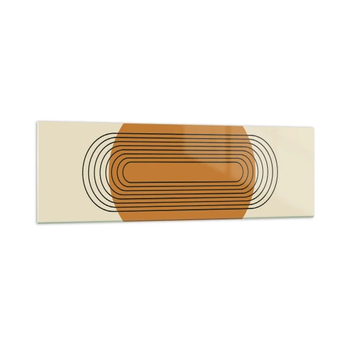 Impression sur verre - Image sur verre - Motif géométrique avec des cercles et des lignes orange - 160x50cm - Plan idéal - Décoration murale moderne pour le salon et la chambre ARTTOR