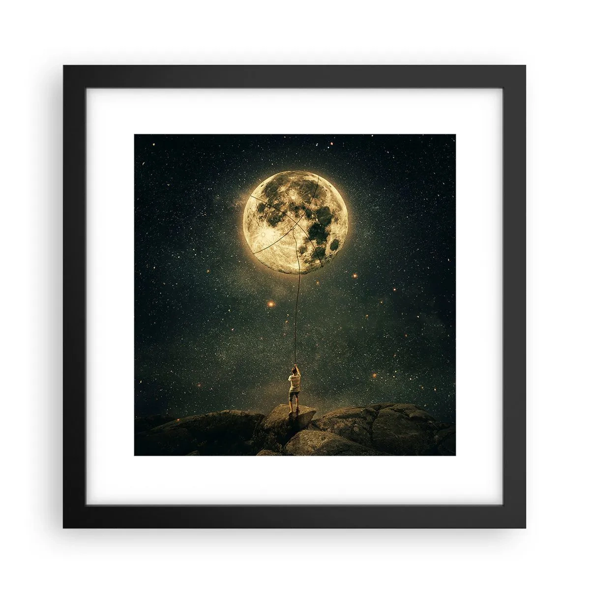 Affiche dans un cadre noir - Poster - Celui qui a volé la lune - 30x30 cm