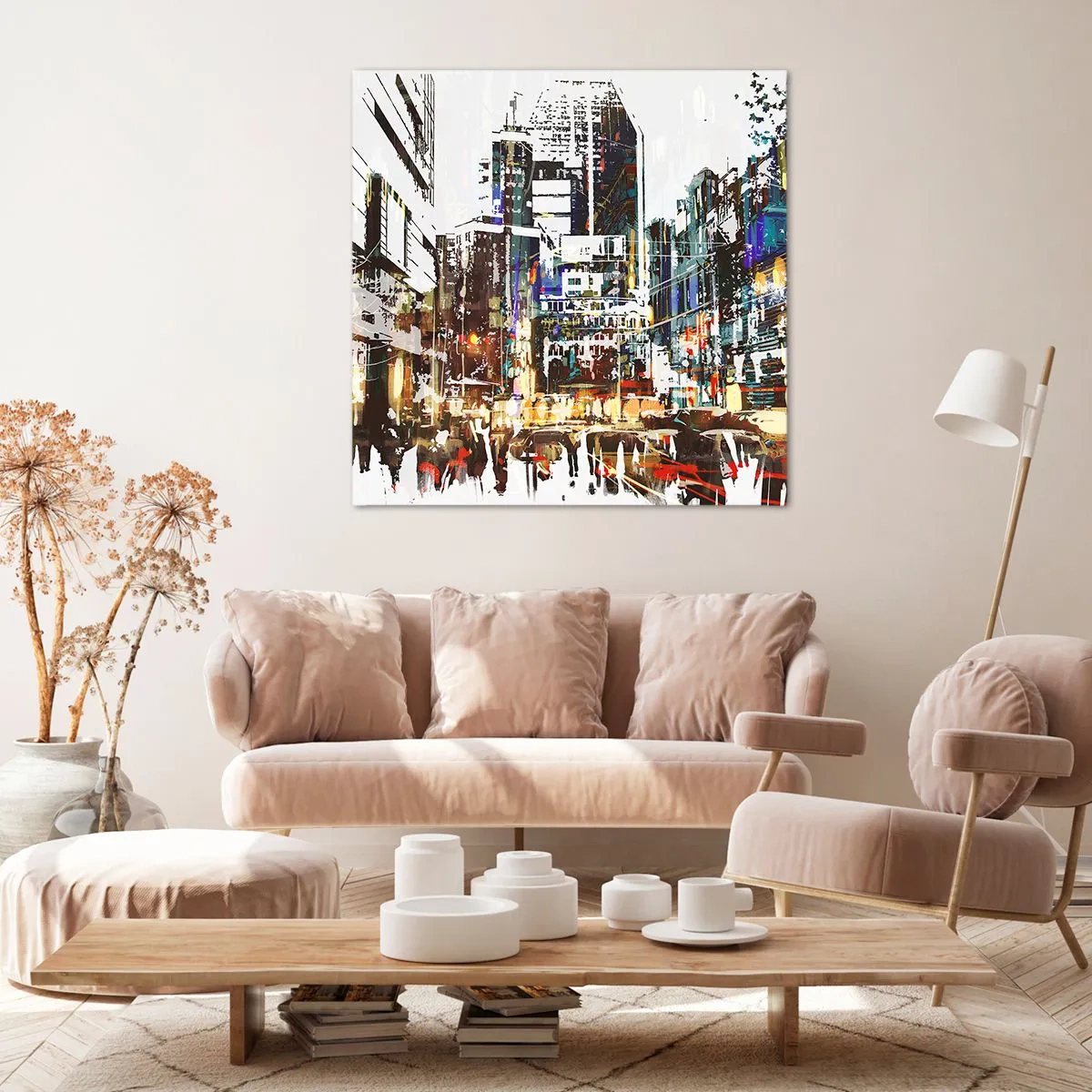 Impression sur toile - Image sur toile - Une ville chatoyante - 30x30 cm