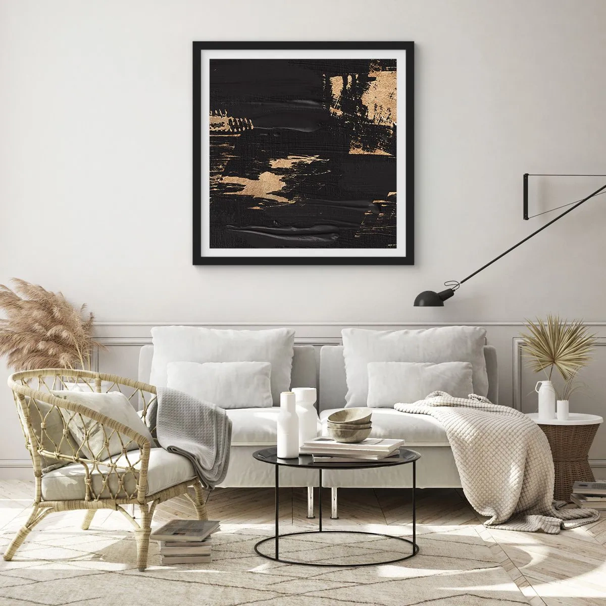 Affiche dans un cadre noir - Poster - Empreinte du toucher - 30x30 cm