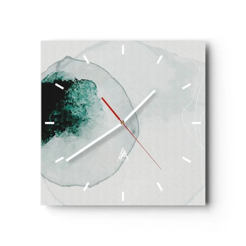 Horloge murale - Pendule murale - Goutte d'eau abstraite avec des nuances de vert et de noir - 30x30cm - Dans une goutte d'eau - Décoration murale moderne pour le salon et la chambre ARTTOR