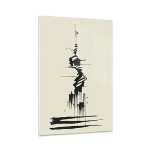 Impression sur verre - Image sur verre - Abstraction minimaliste avec des lignes noires sur un fond clair - 80x120cm - Abstraction hâtive - Décoration murale moderne pour le salon et la chambre ARTTOR