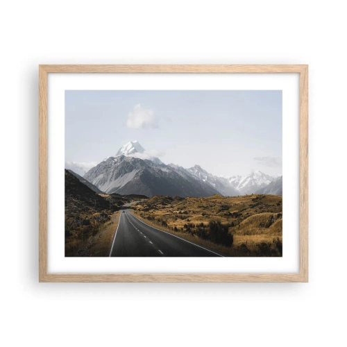 Affiche dans un chêne clair - Poster - Chemin vers le coeur de la montagne - 50x40 cm