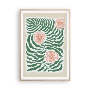 Affiche dans un chêne clair - Poster - Fleurit en vert - 70x100 cm