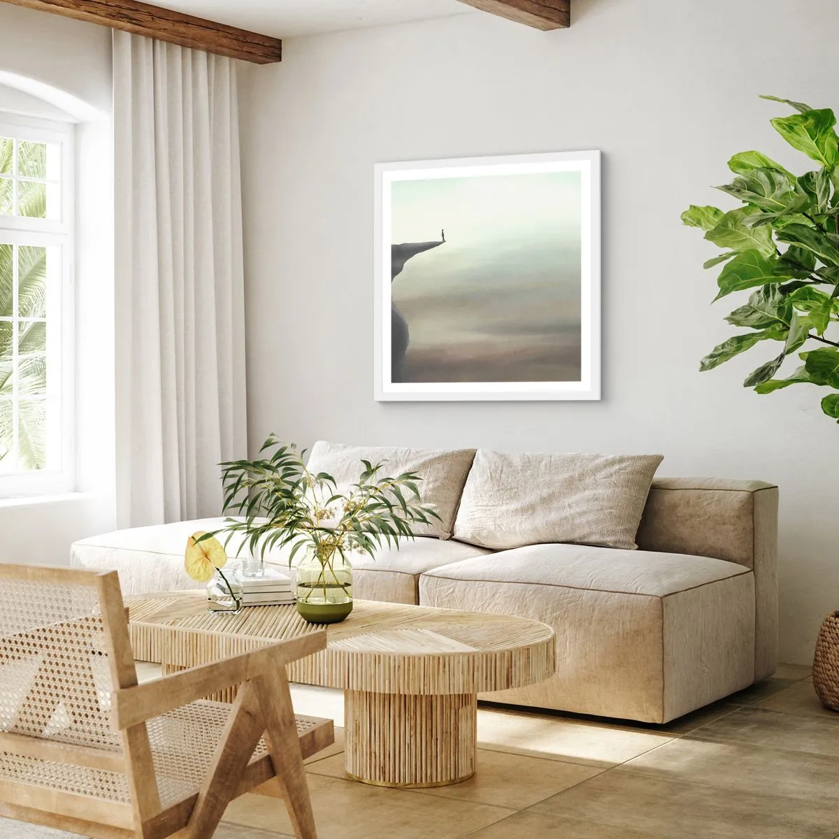 Affiche dans un cadre blanc - Poster - Tout en haut, bien entendu! - 60x60 cm