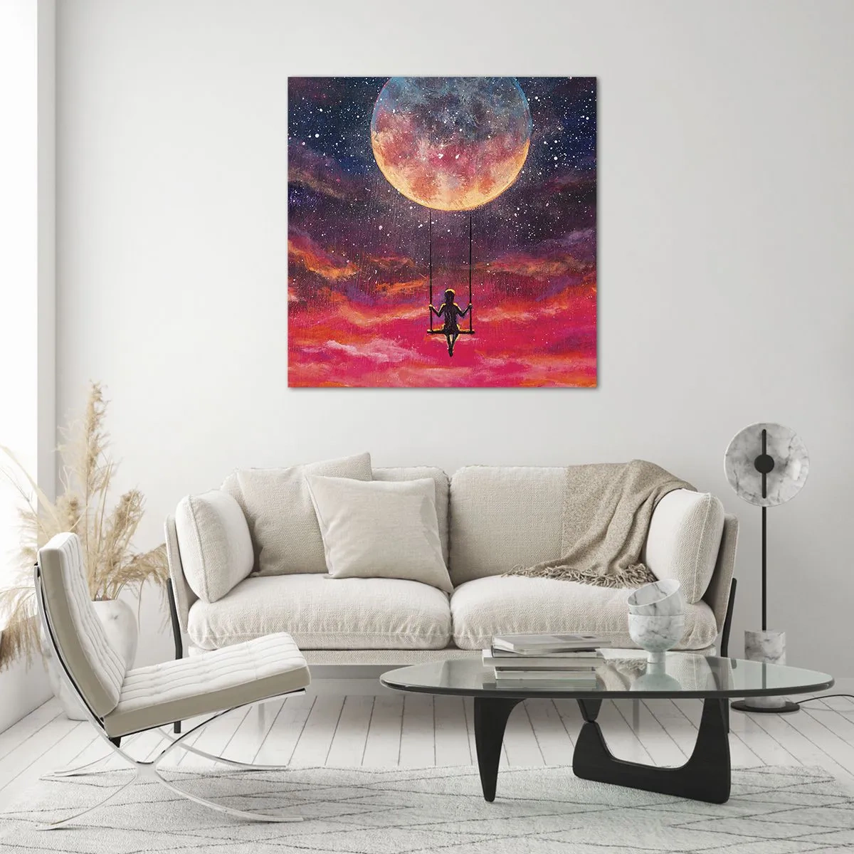 Impression sur verre - Image sur verre - Se balancer dans les nuages - 40x40 cm