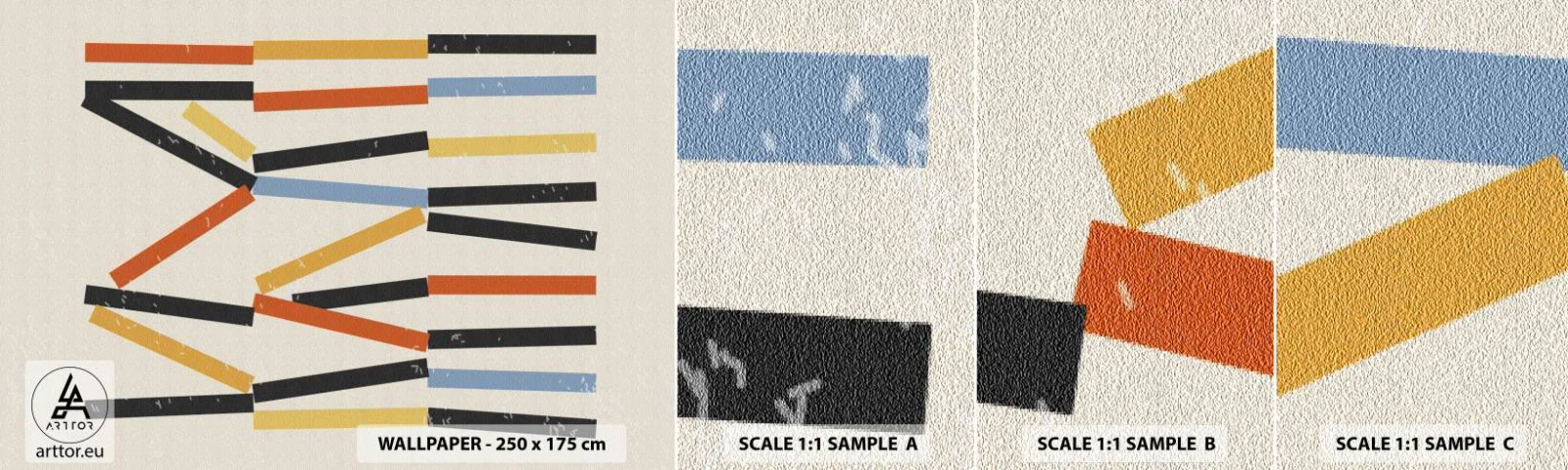 Échantillon De Papier Peint Standard Eco - Composition de niveaux - Minimalisme, Hipster, Contemporain - 100x30 cm