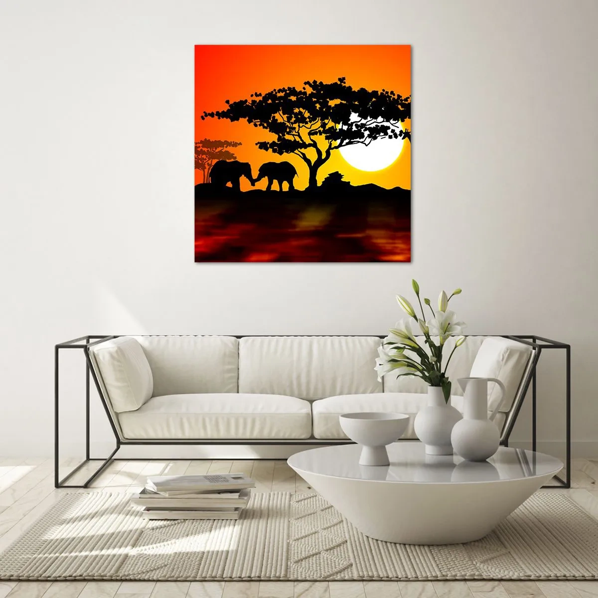 Impression sur verre - Image sur verre - Rencontre dans la savane - 60x60 cm