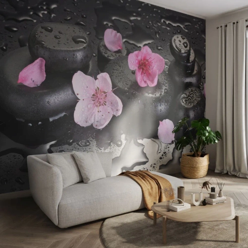 Papier Peint Photo Standard Eco - Et le cœur s'allège soudainement - Fleurs, Asie, Spa - 350x256 cm
