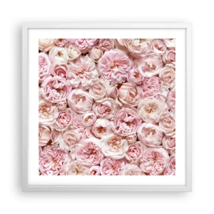 Affiche dans un cadre blanc - Poster - Un lit de roses - 50x50 cm
