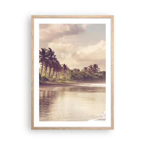 Affiche dans un chêne clair - Poster - La caresse des vagues - 50x70 cm