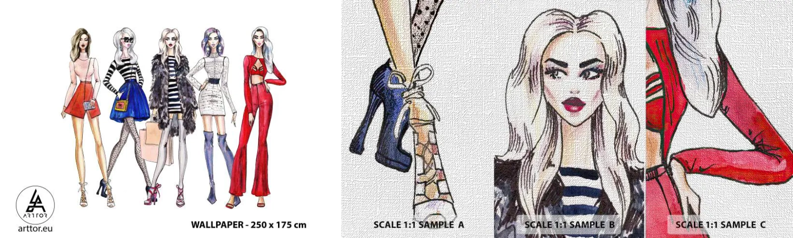 Échantillon de Papier Peint Premium Canvas - Every week Fashion Week - Femme, Mode, Modèle - 100x30 cm