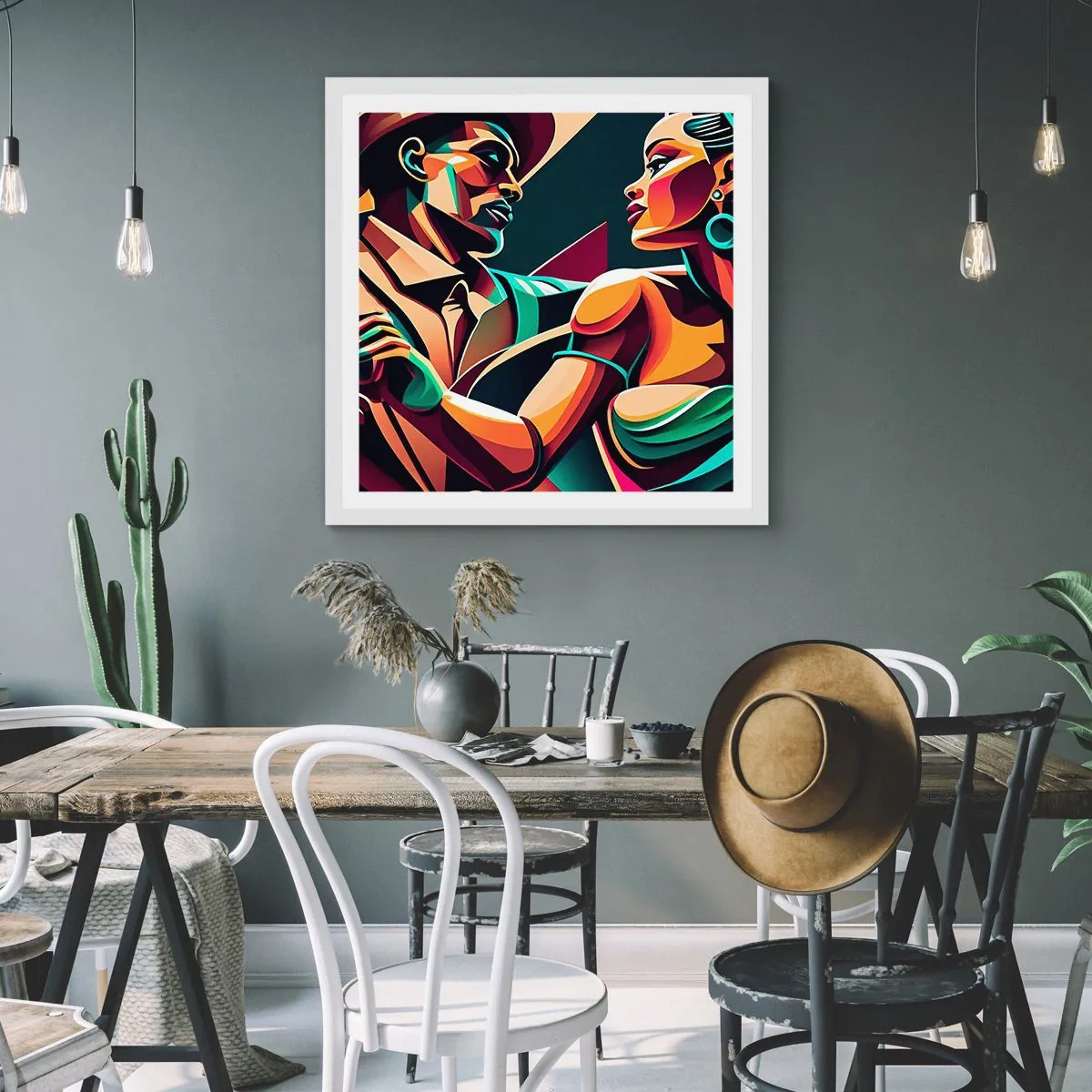 Affiche dans un cadre blanc - Poster - Au rythme du coeur - 40x40 cm