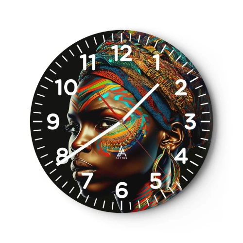 Horloge murale - Pendule murale - reine africaine - 30x30 cm
