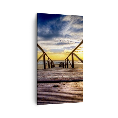 Impression sur toile - Image sur toile - Directement sur une plage calme au coucher de soleil - 45x80 cm