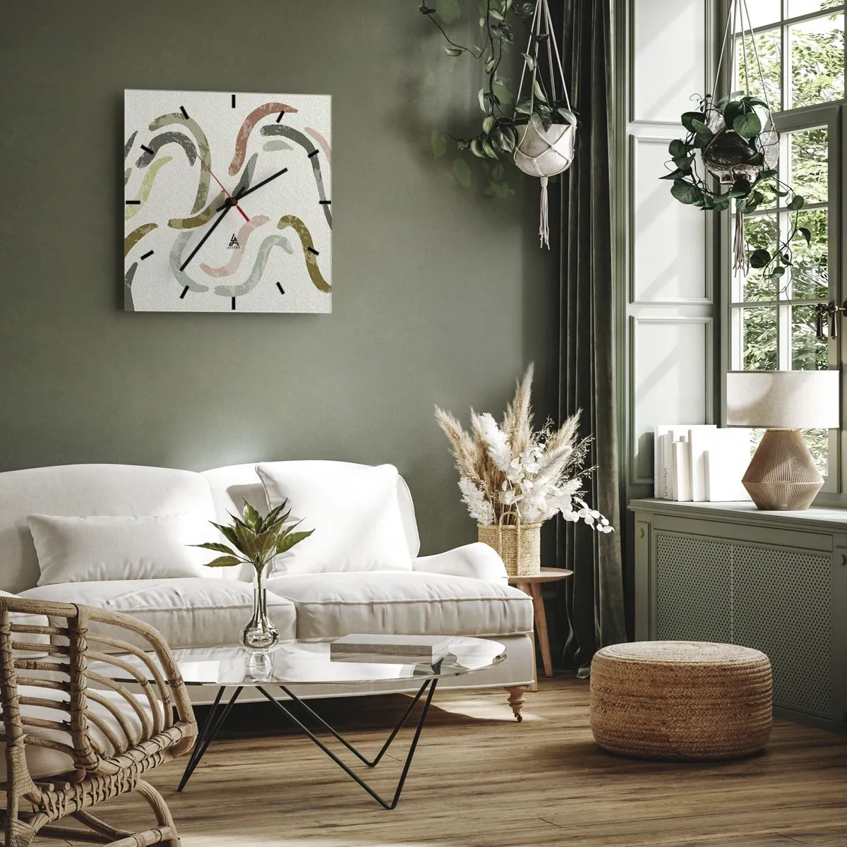 Horloge murale - Pendule murale - Arcs abstraits aux couleurs pastel - 30x30cm - Une joyeuse danse de l'abstraction - Décoration murale moderne pour le salon et la chambre ARTTOR