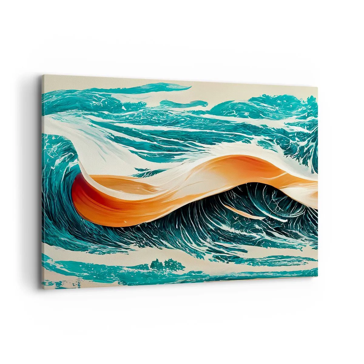 Impression sur toile - Image sur toile - Vagues de mer dynamiques avec ruban abstrait - 100x70cm - Le rêve d'un surfeur - Décoration murale moderne pour le salon et la chambre ARTTOR