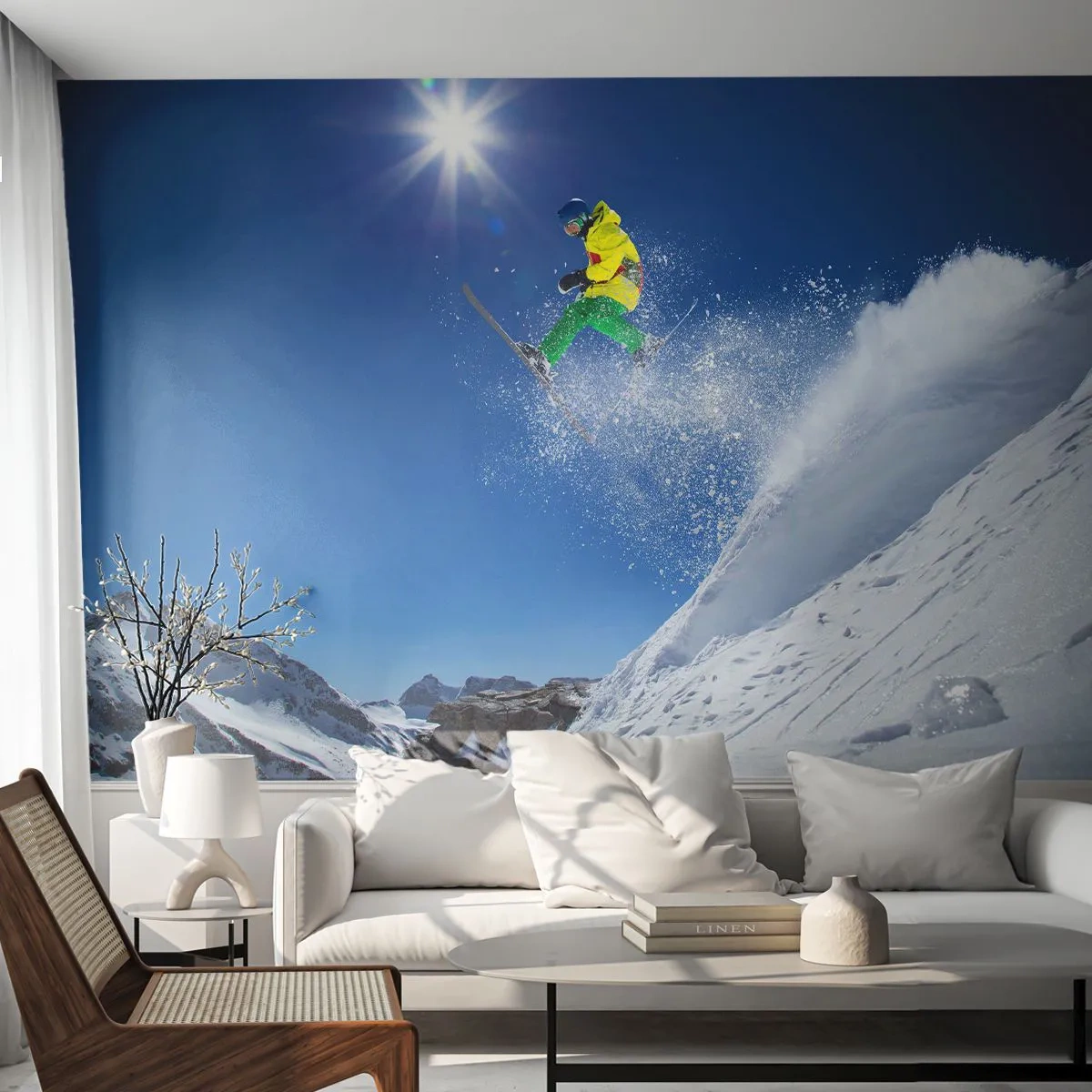 Papier Peint Autocollant Deluxe Sticker - Danse avec les montagnes - sport, Ski, Hiver - 400x280 cm