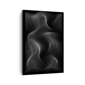 Impression sur toile - Image sur toile - Lignes blanches abstraites sur fond noir - 50x70cm - Danse de lumière dans l'espace - Décoration murale moderne pour le salon et la chambre ARTTOR