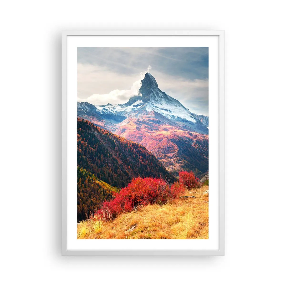 Affiche dans un cadre blanc - Poster - Automne alpin - 50x70 cm