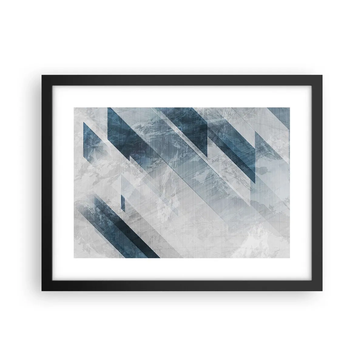Affiche dans un cadre noir - Poster - Composition spatiale - mouvement gris - 40x30 cm
