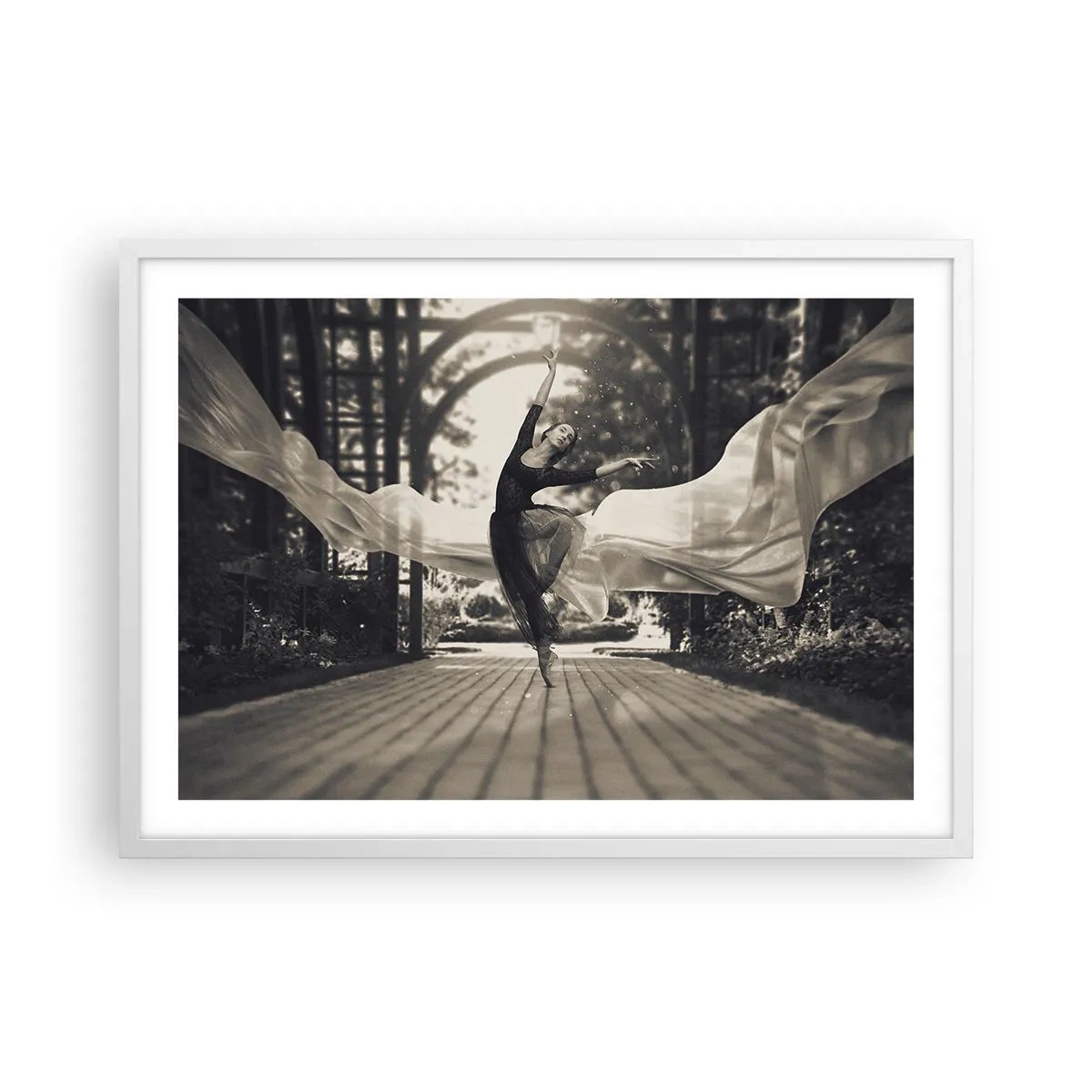Affiche dans un cadre blanc - Poster - La danse de l'esprit jardin - 70x50 cm